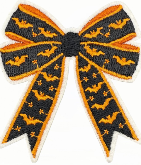 Black and Orange Bats Bow Patch